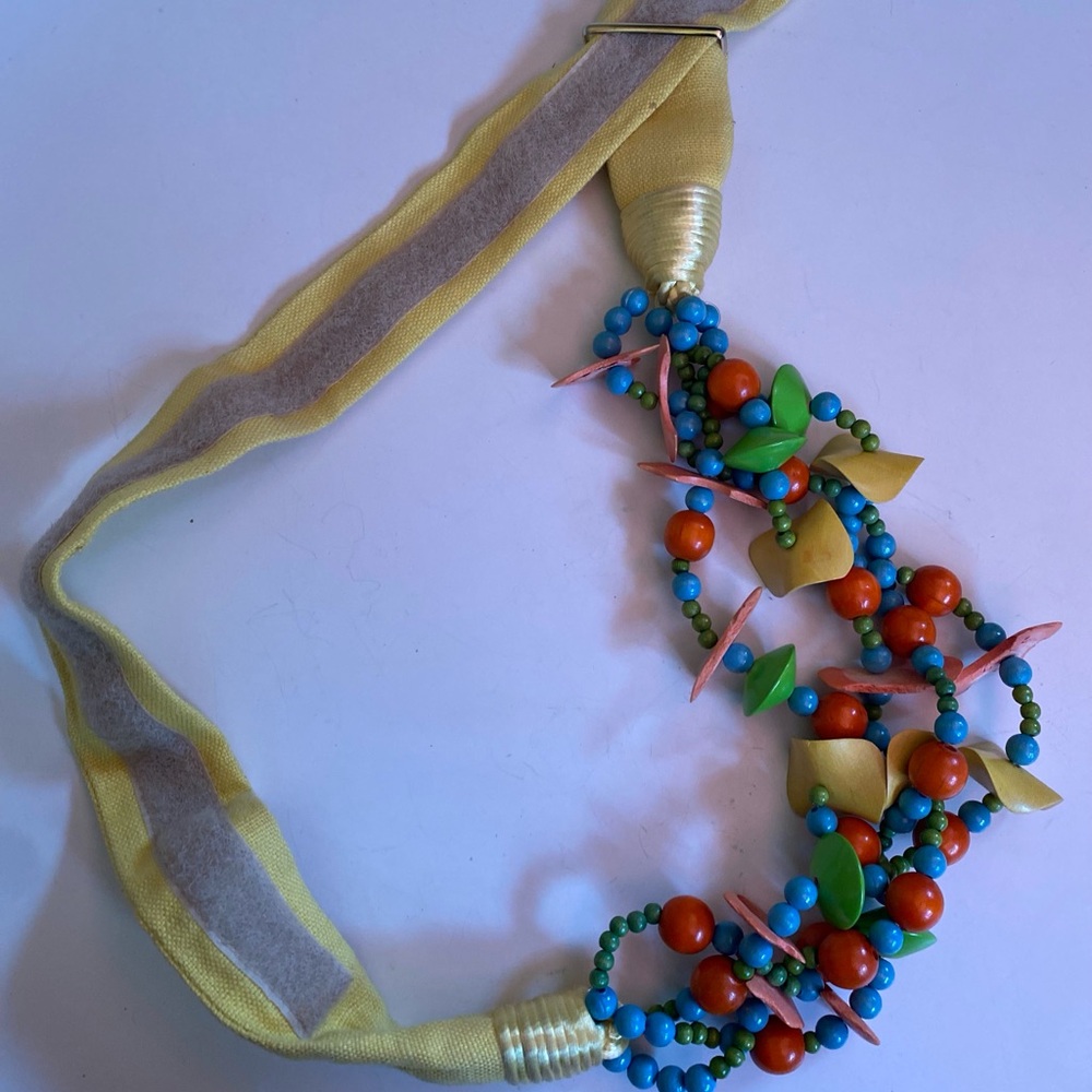 BELT -Carolyn Tanner  Colorful Beaded Braided Yellow Belt